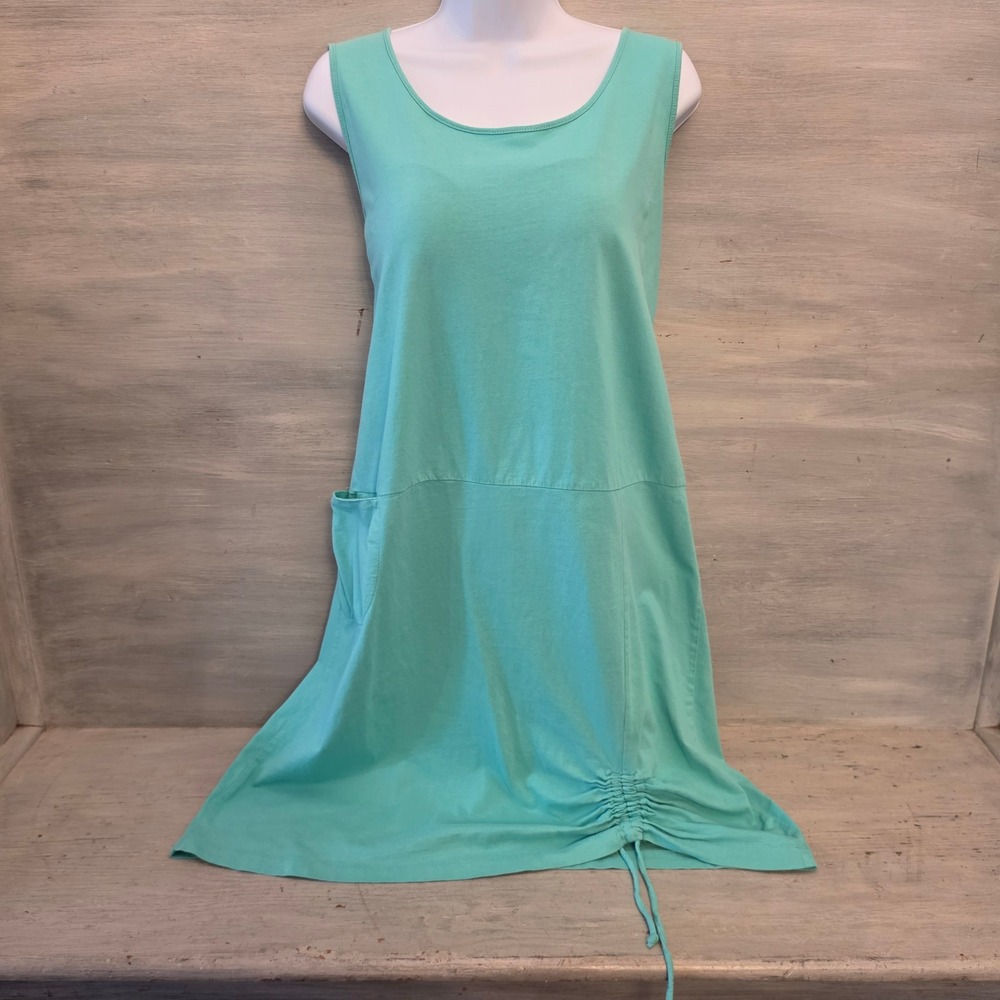 Wild Palms 100% Cotton Mint Green Sleeveless‎ Knee Length  Dress Size Medium GC